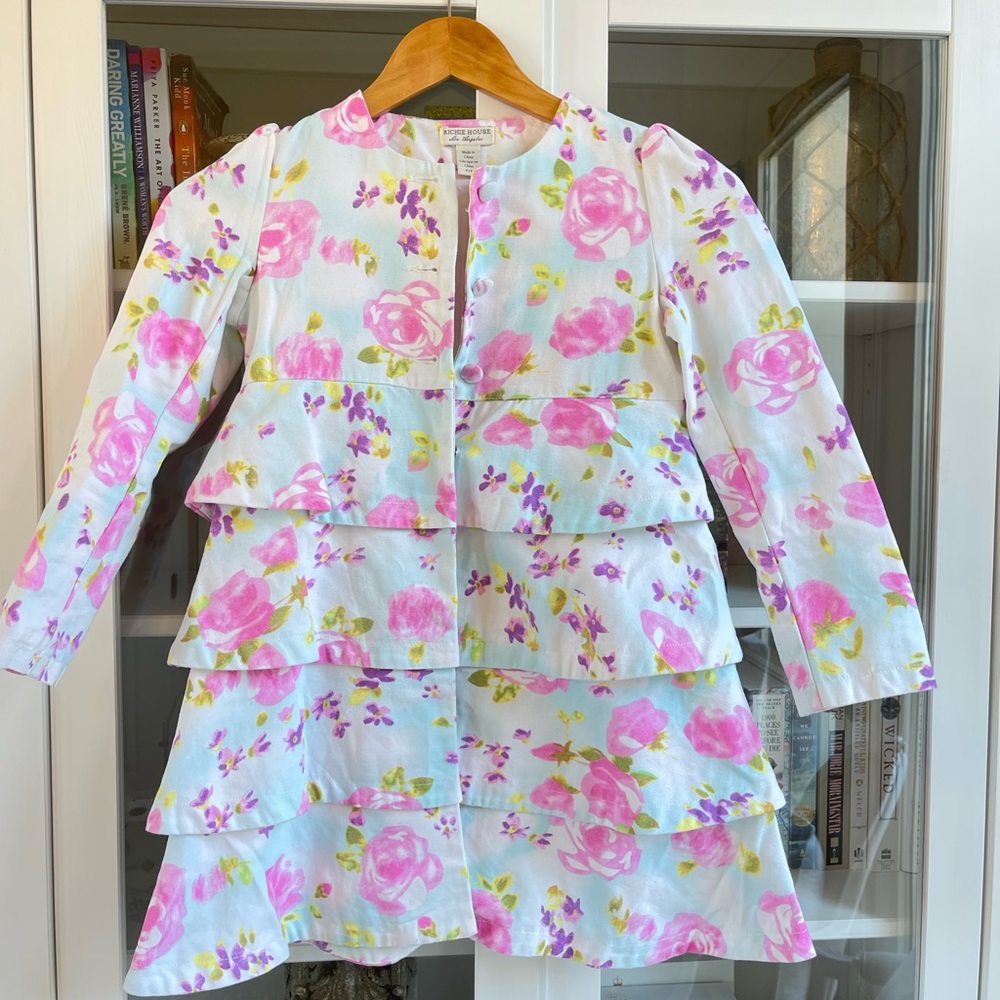Richie House Girls Floral Ruffled Jacket Coat size 7/8